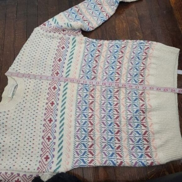 Vintage 80s Northern Isles Pastel Fair Isle Crewneck Sweater - Picture 11 of 14